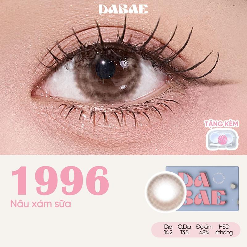 Lens nâu xám tự nhiên 1996 không viền - Dia 14.2mm - Độ cận 0-8