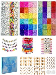 Colorful Beads & Letter Beads & Clay Beads & Elastic Thread & Lobster Clasps & Jump Rings, DIY Jewelry Making Supplies for Bracelet Necklace Earrings