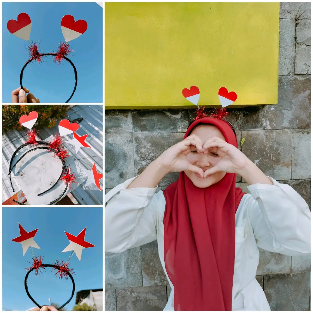 BANDO TUING TUING BANDO AGUSTUSAN MERAH PUTIH BANDO KPOP LOVE BINTANG Headbands