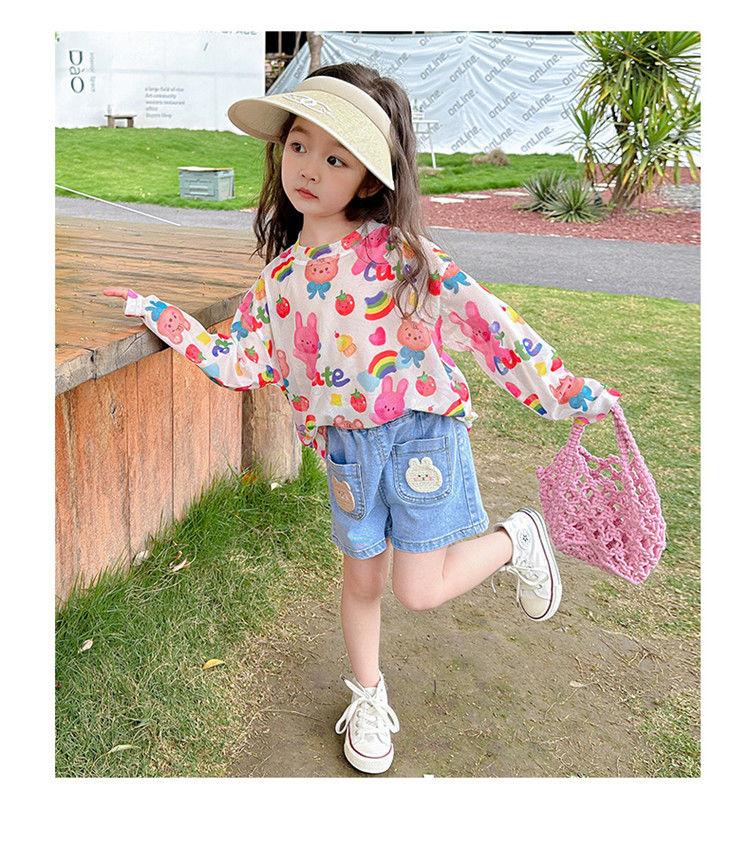 Product Introduction of Áo Thun Dài Tay Chống Nắng Lụa Lạnh Hình Dâu Tây Mùa Hè, Cho Bé Gái, Áo Sơ Mi Cơ Sở Mỏng Sành Điệu, Thích Hợp Cho Bé Gái, Áo Thun Ngầu Mùa Hè Cho Trẻ Em 20
