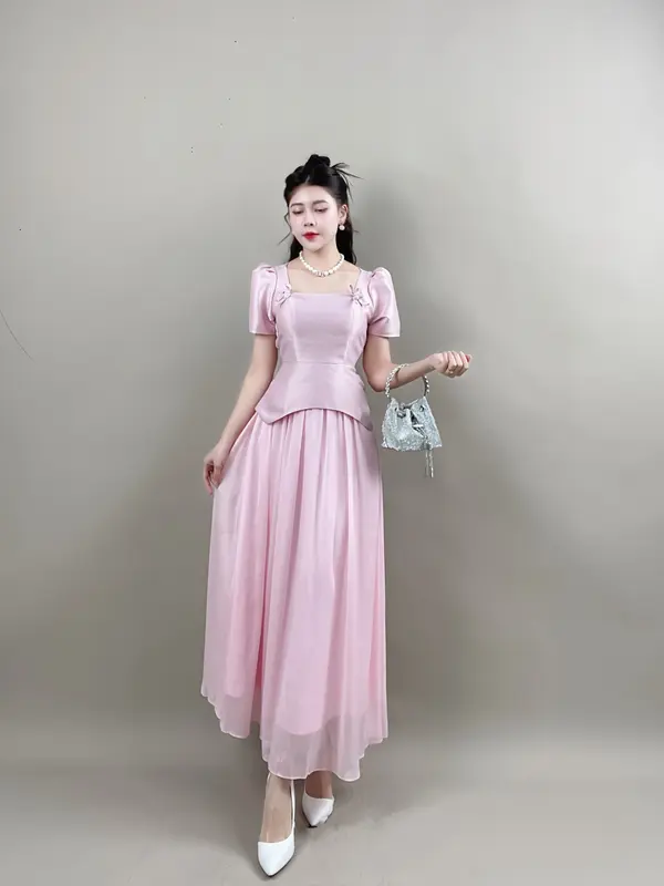 Váy Thiết Kế VQLADY D30 Nữ  Đầm thiết kế phù hợp đi chơi và đi dự tiệc Dress Women Voi Voan Kem 7