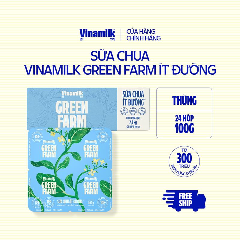 AFF Thùng Sữa Chua Ăn Vinamilk Green Farm Ít đường 100gx 24 hộp CHỈ GIAO THÀNH PHỐ LỚN TRONG 10KM