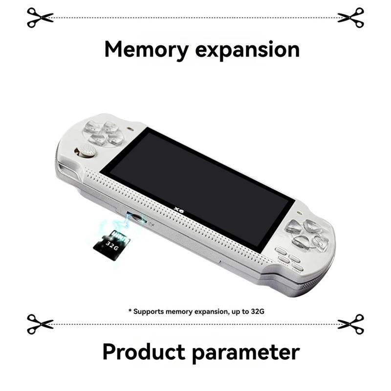 Product Introduction of 2025 X6 Handheld Game Console 4.3 Inch Screen Mp4 Player Mp5 Game Player 8Gb Support For Psp Game Camera Video E-Book A 7