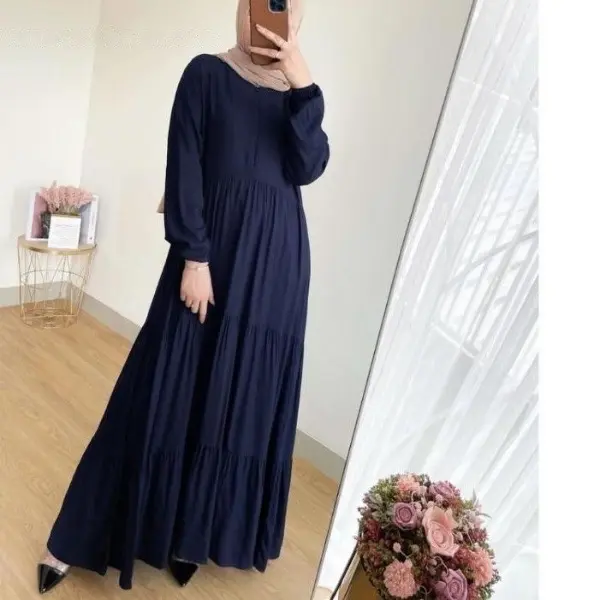 Gamis twill polos susun Dress Muslim