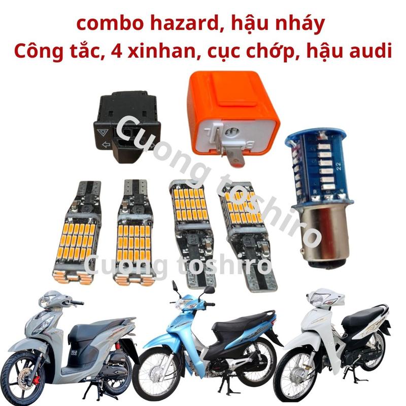 combo hậu nháy audi kèm hazard nháy 4 bóng xi nhan cho xe wave a 50 100 110 vision nháy siêu sáng bảo hành 1 năm