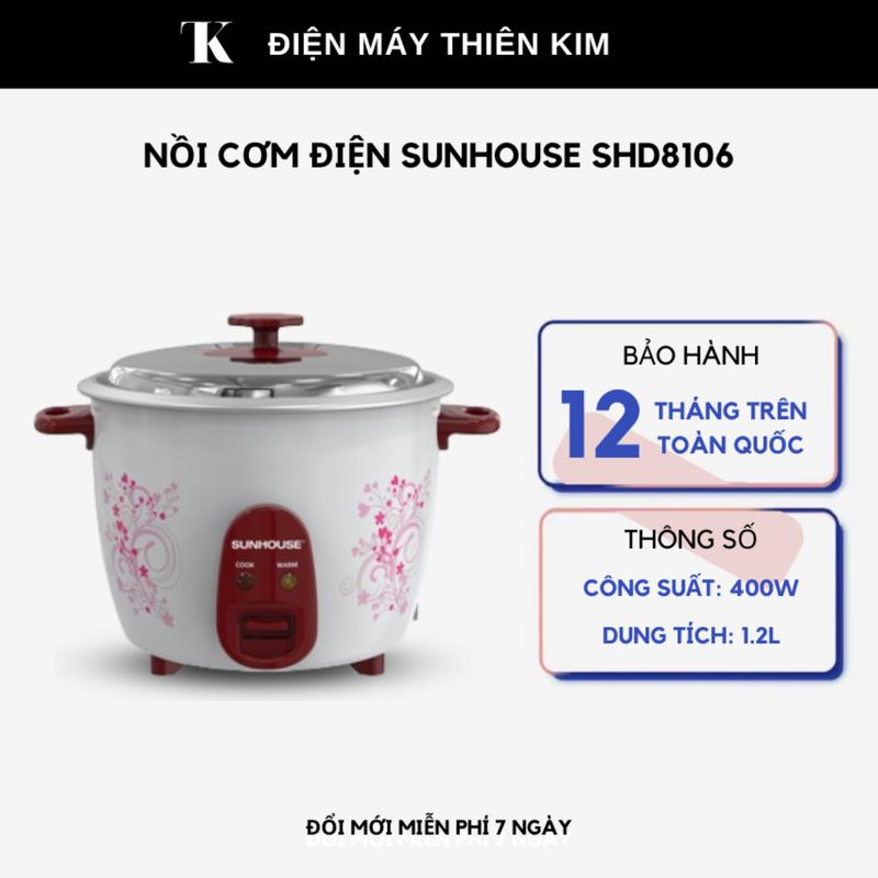 Nồi cơm điện Sunhouse SHD8106 - 1.2L 400W - lòng nồi anod chống trầy thân tôn sơn cách điện - nồi cơm điện nắp rời - bảo hành 12 tháng toàn quốc Nấu Cơm Cooker Nấu Cơm Cooker