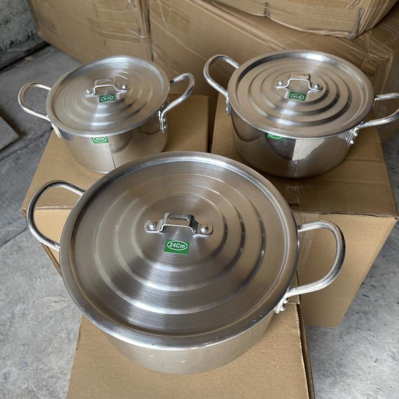 [ ẢNH CHỤP THẬT ]Bộ 3 nồi nhôm bóng cao cấp dày dặn hàng loại 1 size 18-20-24cm