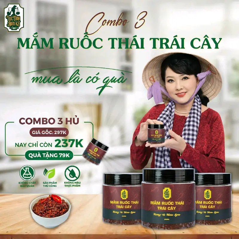 HỦ 200G MẮM RUỐC THÁI TRÁI CÂY TAM KỲ LỤC TỈNH 0