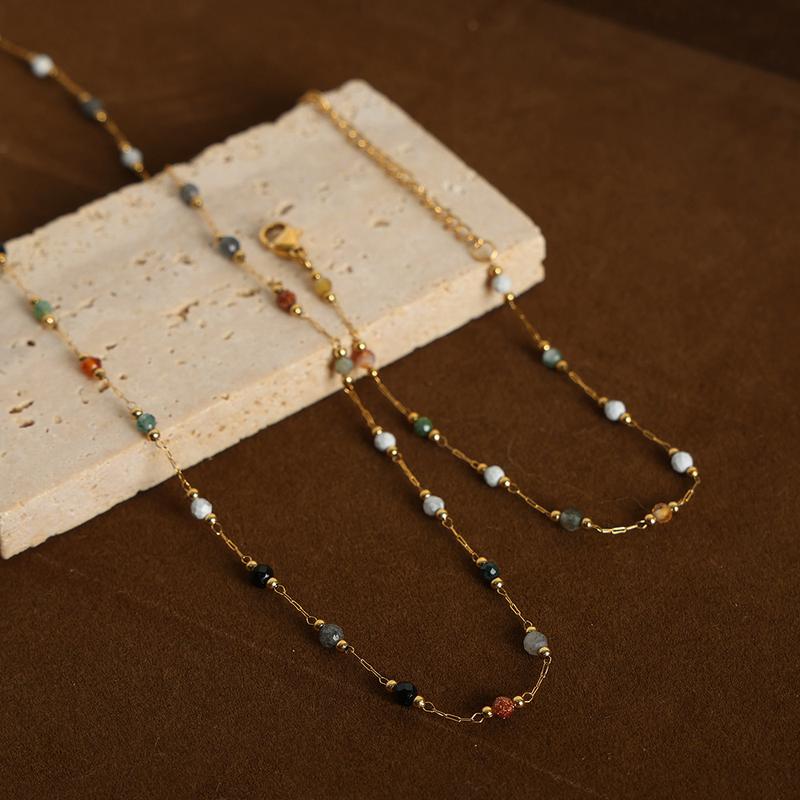 New Fashion Niche Design Personality Simple Natural Handmade Beaded Necklace Bracelet Set Jewelry for Women 3