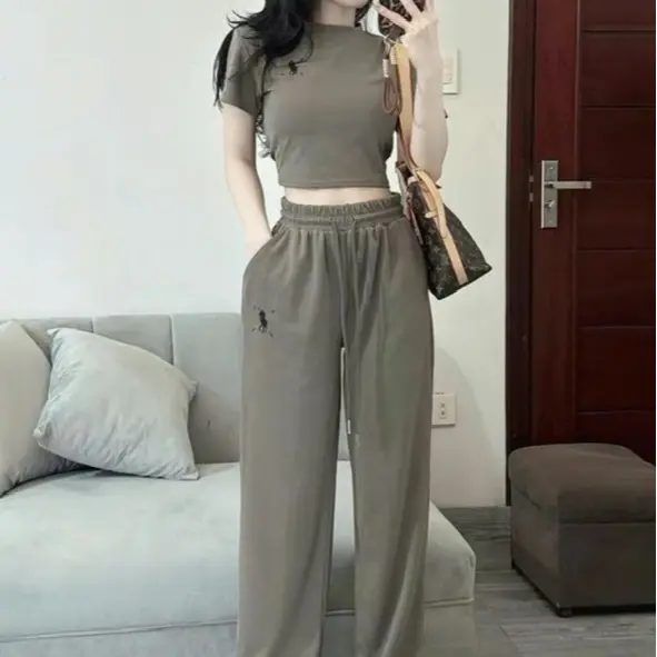 Sét Bộ Croptop Nữ Giới Size 38-65kg Chất Vải Thun Gân Thoáng Mát Phù Hợp Cho Mùa Hè Tôn Vóc Dáng Thoải Mái