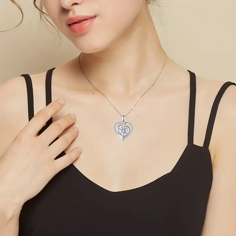 LOVESSOM 3 Carat Moissanite Heart Pendant Necklace, 925 Sterling Silver, 18K Golden Plated, Elegant Luxury Daily & Banquet Accessory, Perfect for Valentine'S Day & Mother'S Day Gift 4