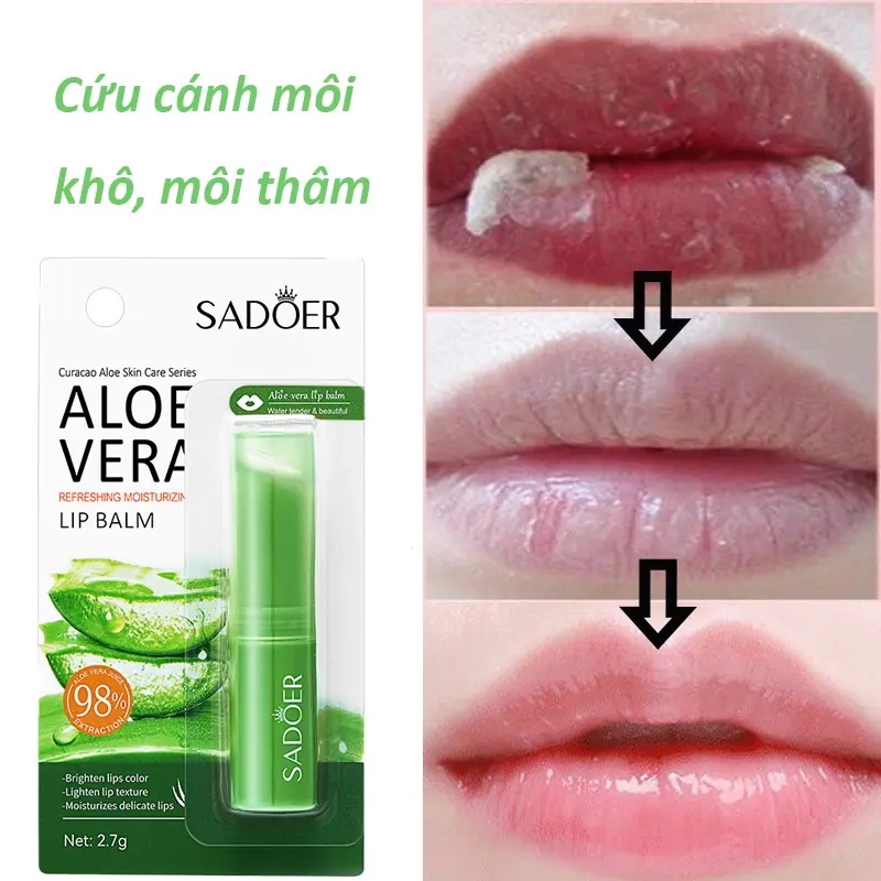 lô hội son môi dưỡng ẩm son dưỡng giảm thâm môi chăm sóc môi 2.7g làm sáng đường viền môi làm sáng môi nhỏ và dễ dàng ma Cosmetic Skincare Nữ Women có màu 3