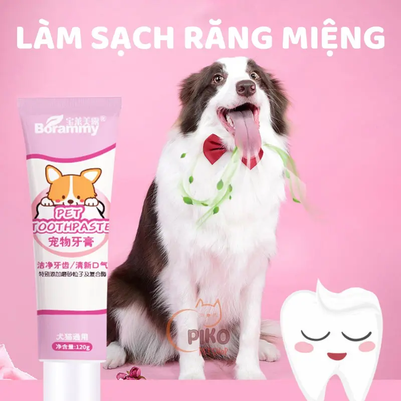 Kem đánh răng cho chó mèo Borammy kèm bàn chải đánh răng thú cưng - Piko Petshop 4