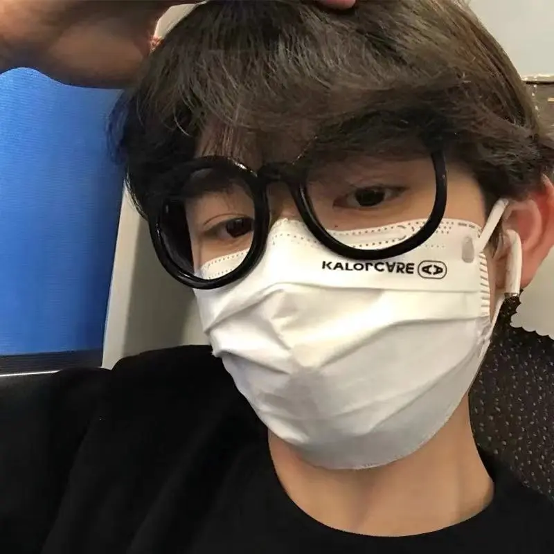 Ins Style Large Black Frame Glasses Goddess Anti-Blue Light Anti-Radiation Non-Prescription Glasses for Men and Women No Makeup Decoration Artifact Face Slimming