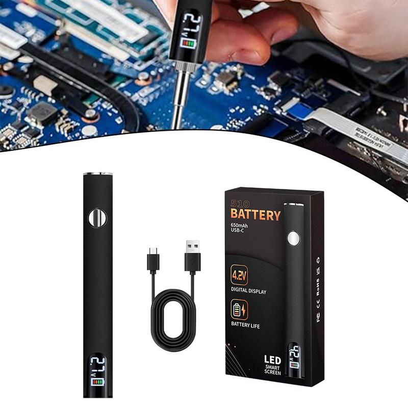 Bộ dụng cụ hàn không dây, 4 inch, với màn hình LED, sạc nhanh USB-C và đầu ren 510, trọng lượng nhẹ 33g, thích hợp cho các thiết bị điện tử, ngoài trời và tự làm 1