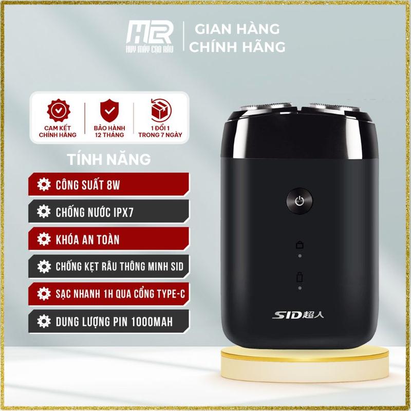 Máy Cạo Râu cao cấp SID RS210, RS215, chống nước ipx7,  8w, sạc USB Type C