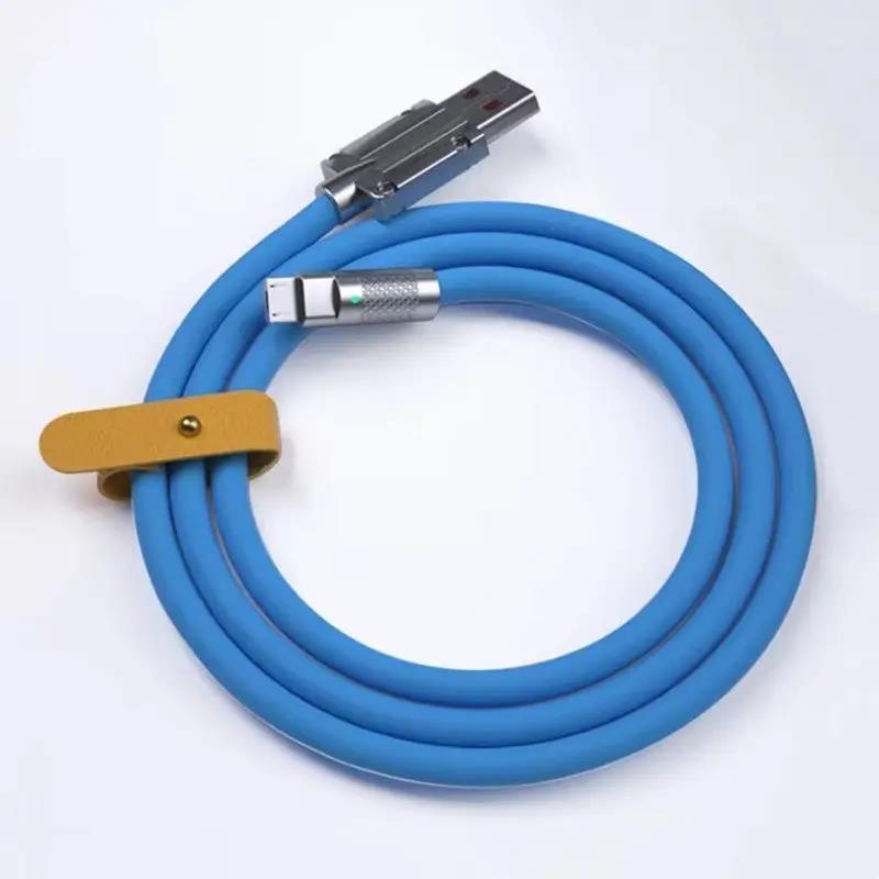 Universal Micro Super Fast Charging Cable Metal Zinc Alloy Liquid Silicone Android Micro Type C USB Phone Charger Data Cable Mobile Cellphone Smartphone Electronic 3
