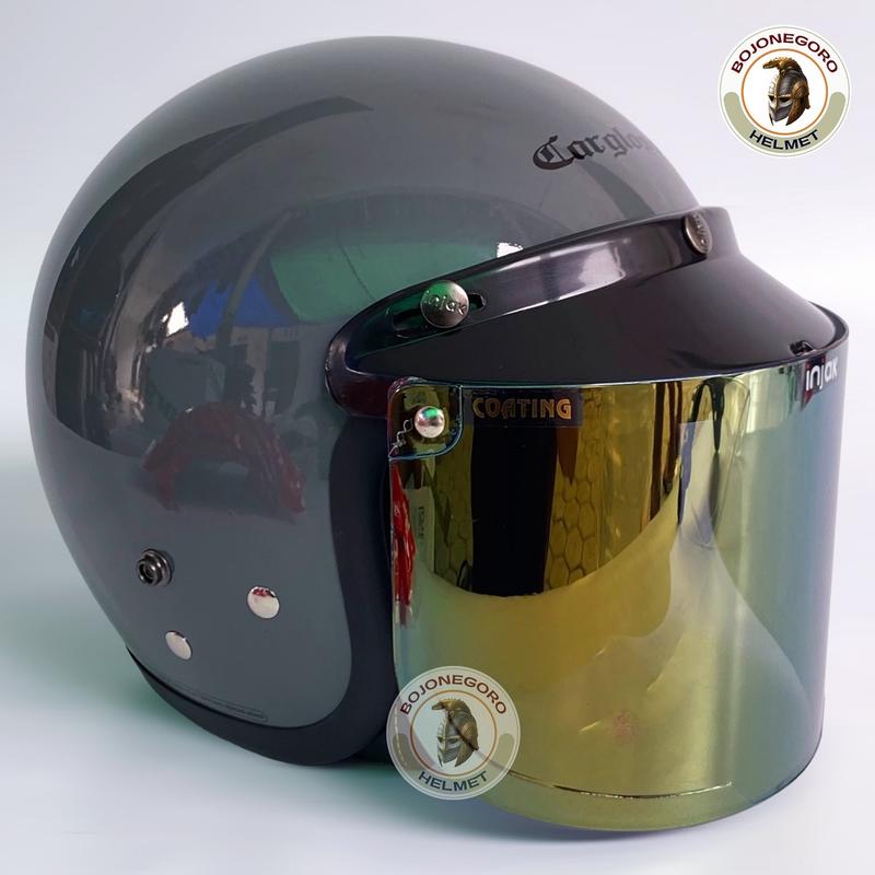 Helm Cargloss cfm DARK GRAY GLOSY Half Face Original Helmet 7
