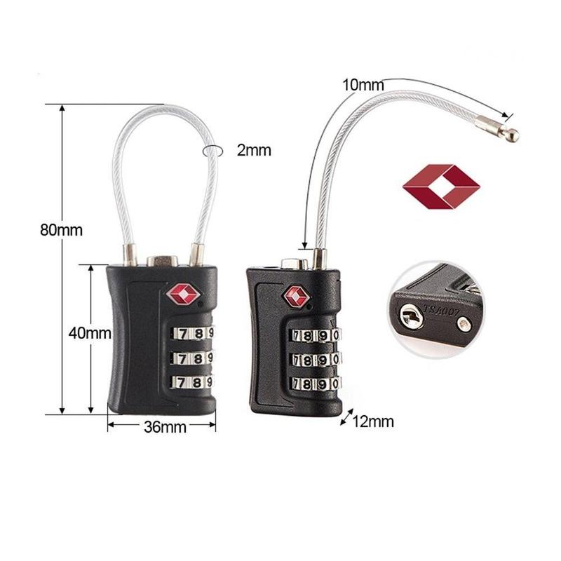 Customs Code Lock for Travel Luggage Password Changeable Lock Contrast Color Design Padlock TSA 7