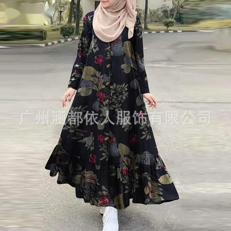 Váy Bông Nữ, Chất Lượng Cao, Phong Cách Ngọt Ngào Và Tươi Mới, Cổ Tròn, Thiết Kế Xếp Ly Thích Hợp Cho Mùa Thu 2020, Nguồn Xuyên Biên Giới 8