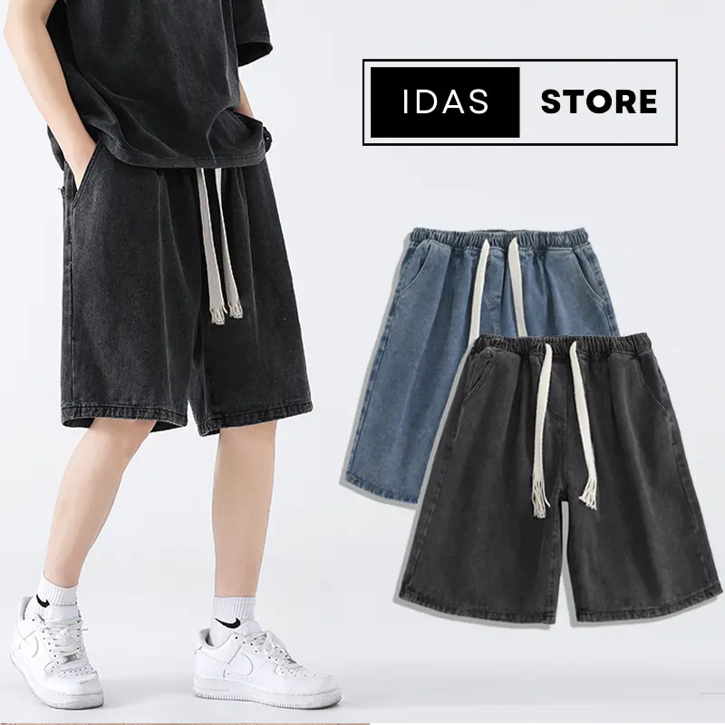 Quần jean ống suông phong cách đường phố Menswear Nam Quần Pants Cạp Cao Đen