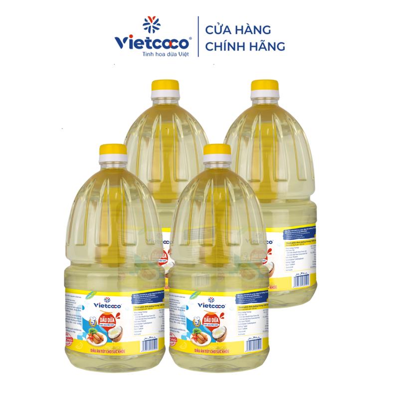 COMBO 4 chai Dầu dừa Vietcoco cooking oil 2L
