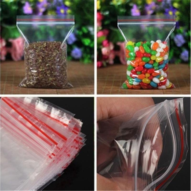 Túi Zip Poly Trong Suốt Tự Dính, 100 chiếc / gói, Để Đựng Đồ Gia Dụng, Túi PE, Làm Bằng Nhựa 5
