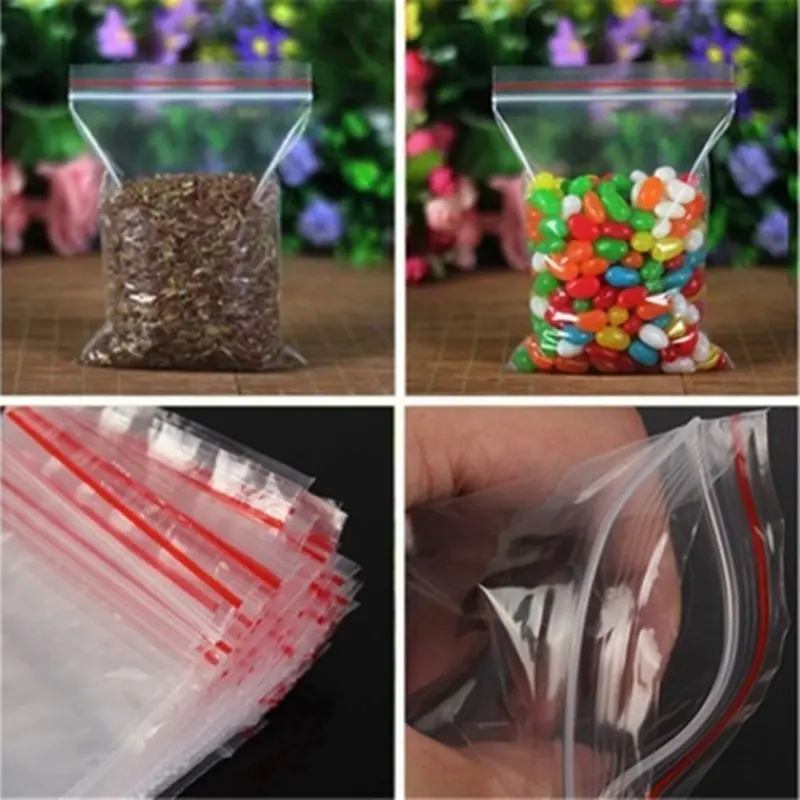 Bao bì tự dính mini, 100 chiếc / gói, túi PE, nhựa Poly trong suốt, túi Zip 7