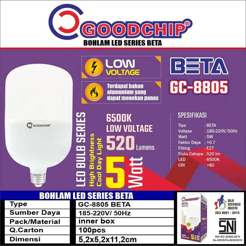 Bohlam Jumbo LED Goodchip Series Beta Lampu Bulb Kapsul Tabung 3