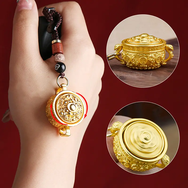 Bát Kho Báu Đồng Thau Giả, Mười Hai, Xoay, Thích Hợp Cho Nam Và Nữ, Đồ Trang Trí Treo, Mặt Dây Chuyền Móc Chìa Khóa Xe Hơi