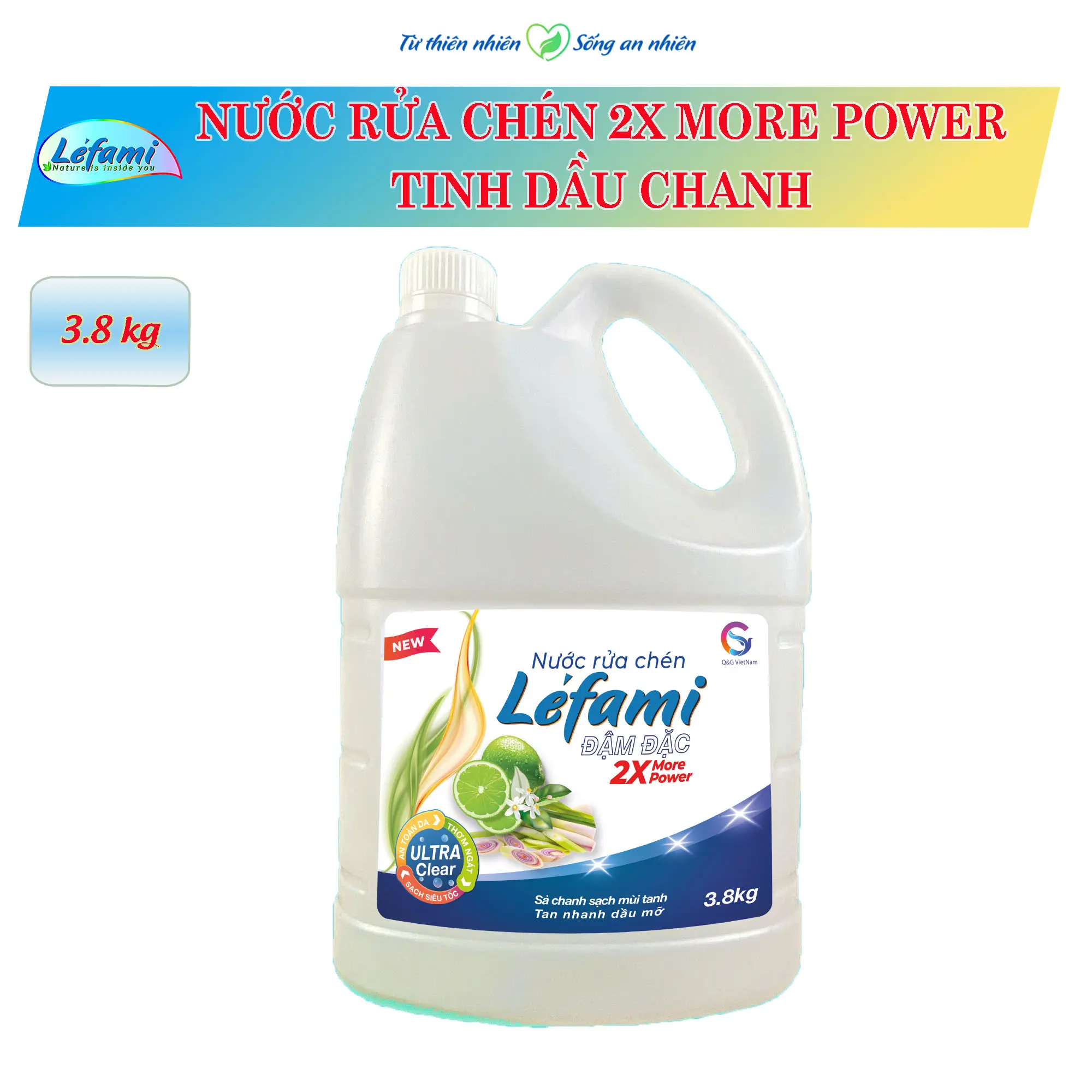 Nước Rửa Chén Lefami 2x More Power tinh dầu Chanh, Đậm đặc, làm sạch nhanh, can lớn tiết kiệm 3.8kg nước  rửa hằng du mục nước  rửa nước  rửa nước  rửa nước  rửa nước  ruachen