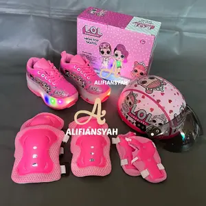 Sepatu Roda Anak Karakter 2in1 Fullset Pelindung dan Helm Model Mobil