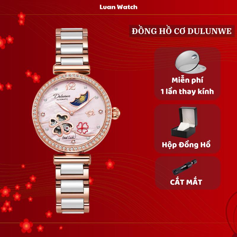 Đồng hồ cơ nữ Dulunwe 6037 Size 34mm - Kính phủ sapphire - Chống Nước 5ATM - Bảo hành 3 năm, Watch Đeo Tay Nữ