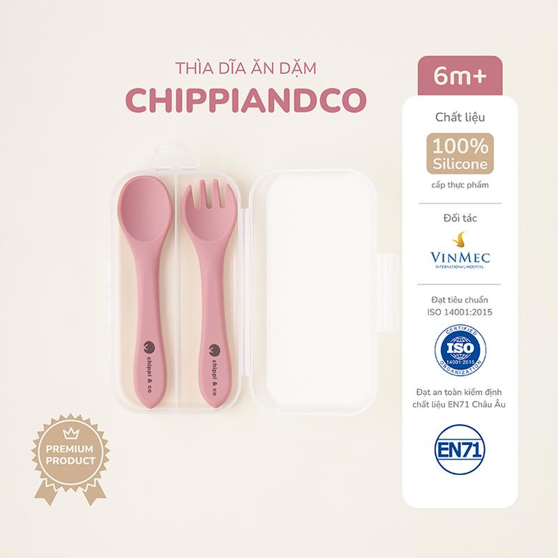 Bộ Thìa Dĩa Ăn Dặm Tập Xúc Silicone Cấp Thực Phẩm CHIPPI & CO – Set 2 Chi Tiết Cho Bé Tập Xúc Ăn Dặm 6M+ Dễ Cầm Dễ Xúc An Toàn Tiện Lợi Có Kèm Hộp Đựng Đảm Bảo Vệ Sinh