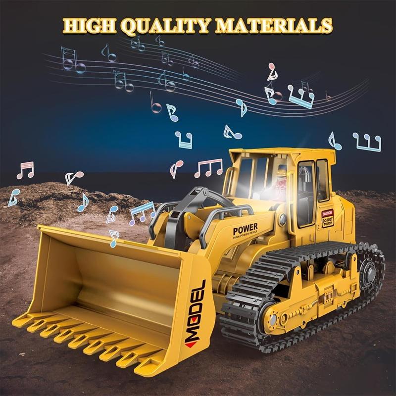 Product Introduction of Remote Control Bulldozer, 1 Box 6 Channel Dozer Front Loader Toy with Light & Sound, Construction Vehicle Toy for Kids 3