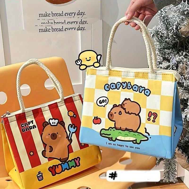 Product Introduction of A cute capybara lunch bag with large capacity, perfect for office workers and students, stylish design with insulation function, suitable for daily work and school use 1