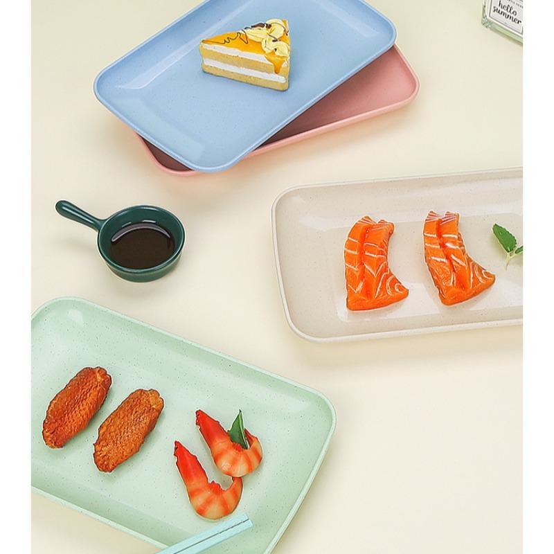 Product Introduction of Plastic Serving Plate, 4 Counts/set Reusable Lightweight Durable Fruit & Snack Serving Tray, Dessert Salad Plate for Home Kitchen 16