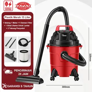 Tixx Penyedot Debu 3in1 Multifungsi Vacuum Cleaner 15L 500W Kapasitas Tinggi dengan Penyerapan Air & Menyedot Angin Alat Pembersih Praktis dan Efisien untuk Rumah Tangga Merah - Merah+15L+500W+19000Pa