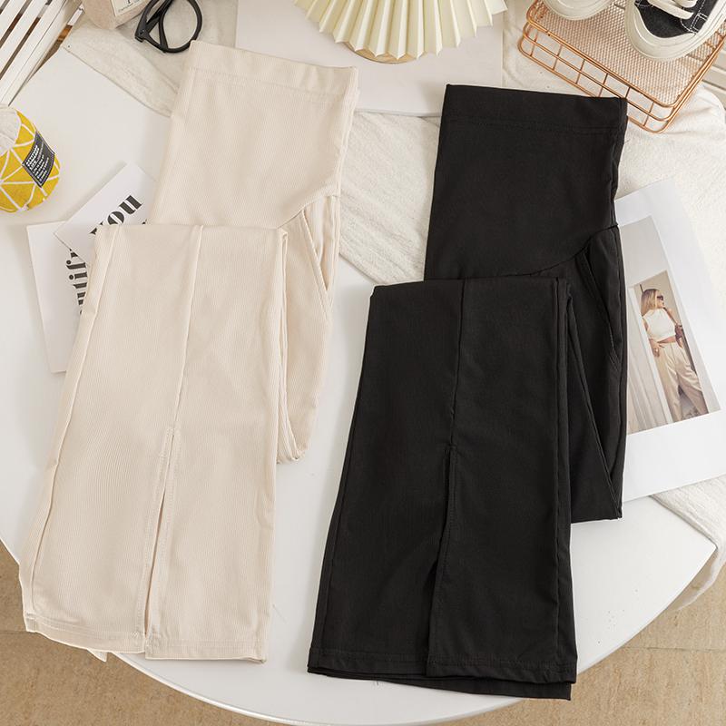 P69868# Pregnancy Pants Thin High Waist Wide Leg Bell Bottom Trousers Outerwear Summer Casual Pregnant Pants 2