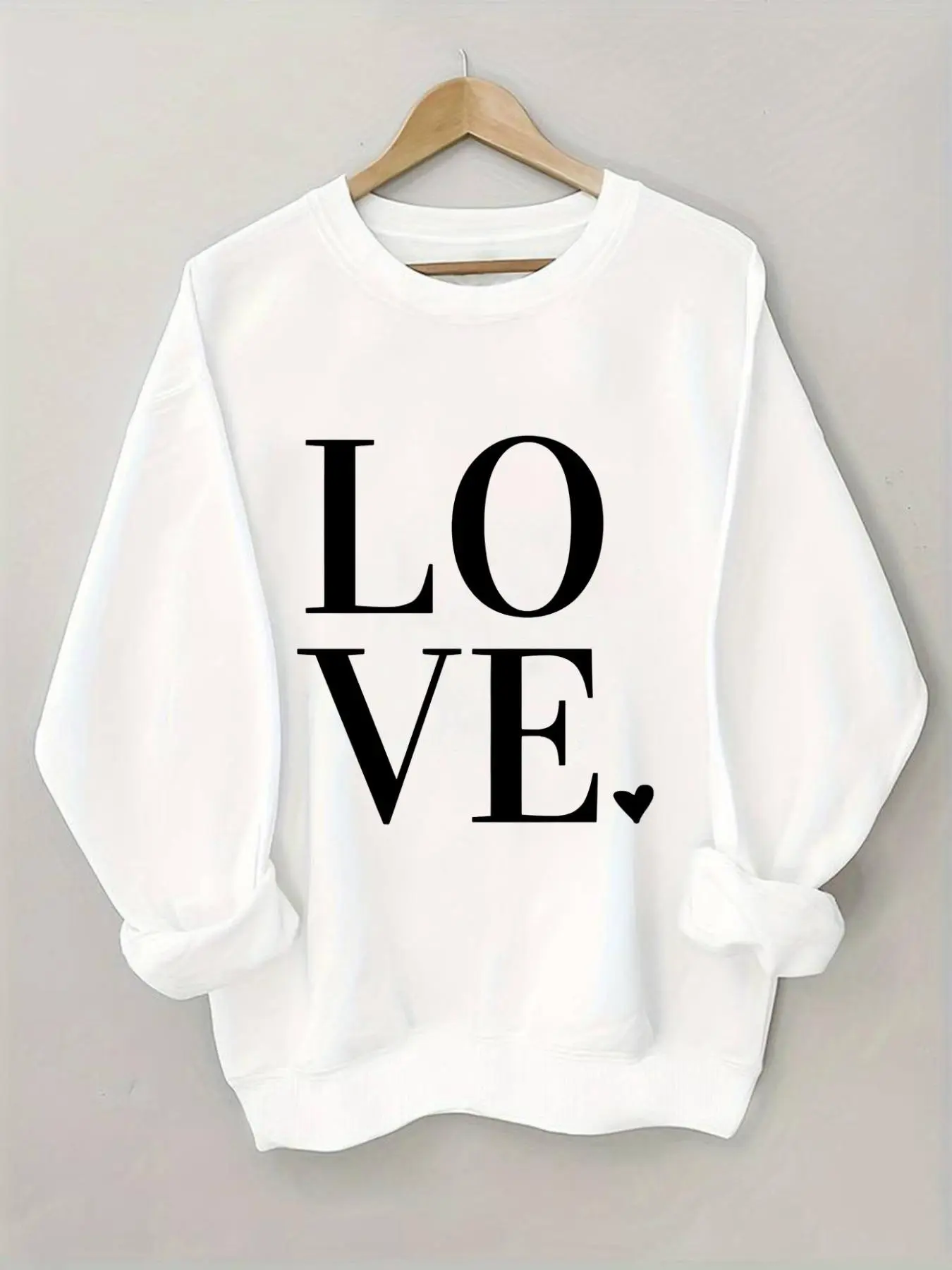Women's Letter Print Drop Shoulder Sweatshirt, Casual Long Sleeve Round Neck Pullover for Fall & Winter, Women's Clothes for Daily Wear