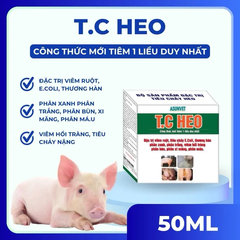 Bộ sản phẩm TC Heo 50ml Asunvet đặc tr ị tiêu chảy trên heo