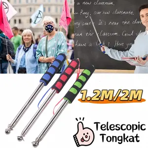 Tongkat Bendera Stainless 1.2M 2M Tongkat Tiang Portable Tour Leader Travel Flag Pole Telescopic Pointer Stick Teleskopik Penunjuk Memanjang Guide