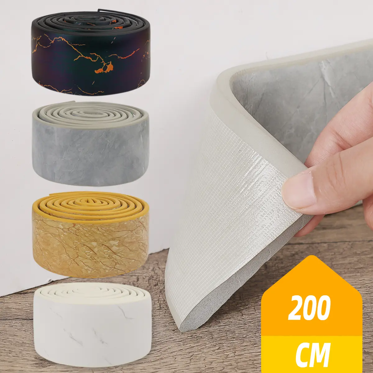 200 CM Waterproof Self Adhesive Skirting Line Minimalist Light Luxury 3D Thickened Anti-collision Wall Sticker Decoration