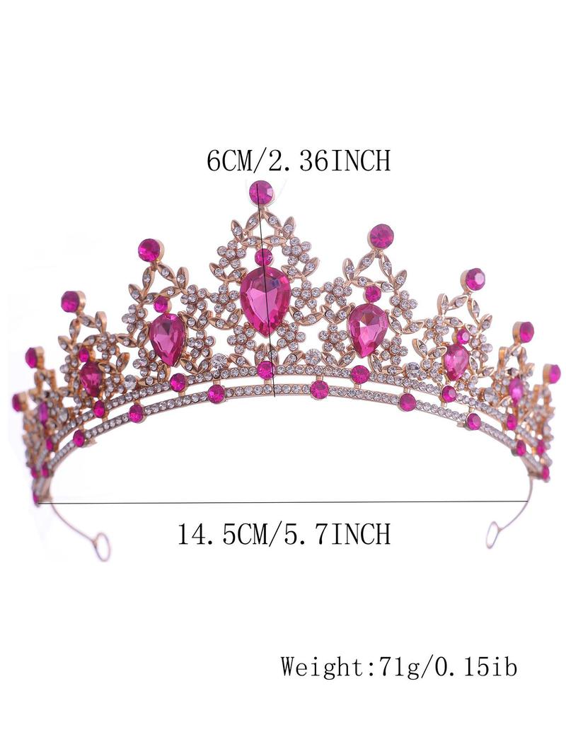 Product Introduction of Women's Elegant Rhinestone Decor Crown, Trendy Exquisite Headwear for Bride, Chic Gorgeous Hair Accessories for Wedding Party Decor 10