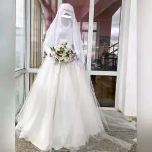 Gaun Akad Pengantin Pernikahan Syar'i Dress Putih