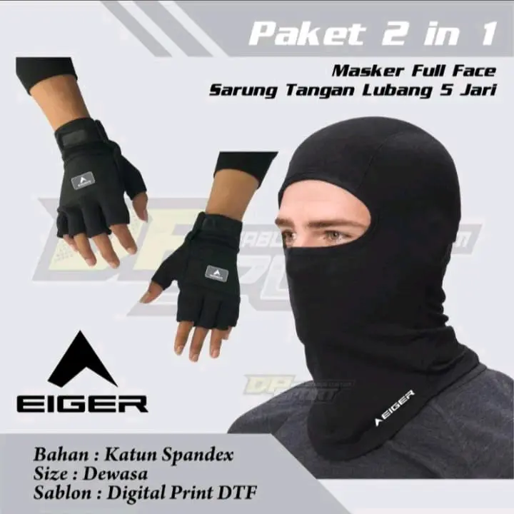 Paket Lengkap Buff masker ninja full face Dan sarung tangan motor termurah