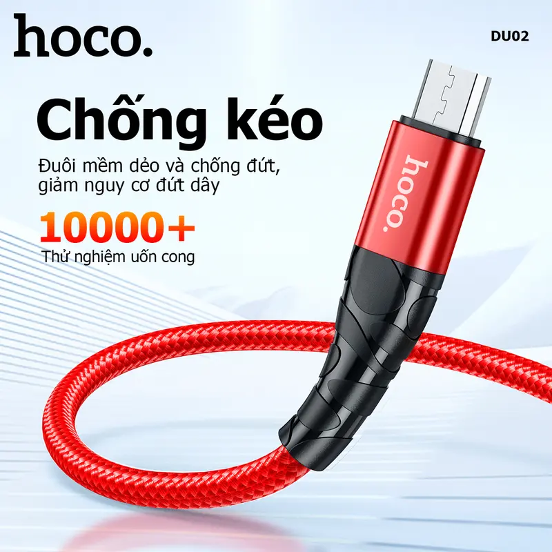 Cáp sạc bện nylon - dây dù Hoco sạc nhanh 2.4-3A - Chuyển dữ liệu -  Bền bỉ 4
