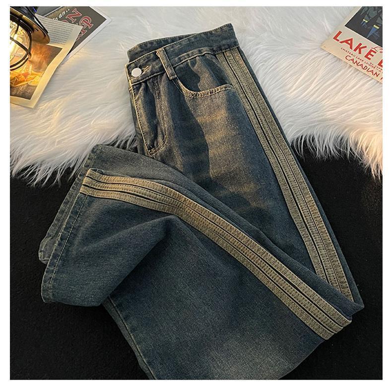 Product Introduction of Quần Dài Denim, Huimo, Phong Cách Mỹ, Đường May Bên Hông Làm Cũ, Khâu Sọc, Kiểu Cleanfit, Dáng Rộng Mùa Thu, Quần Ống Rộng, Dành Cho Nam 5