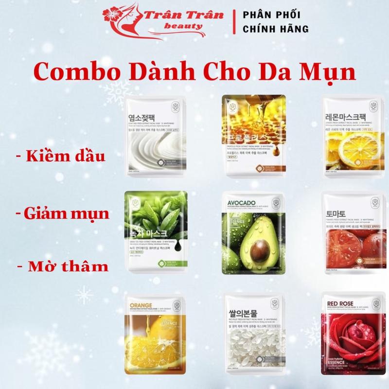 Combo 20 Tặng 5 Mặt Nạ Kiềm Dầu Giảm Mụn Giúp Kháng Viêm Mờ Thâm chăm sóc da mụn Dưỡng Ẩm Da Women Nữ retinol ceramide mask Skincare Đắp Mặt Làm Đẹp Da Peel Da Cosmetics