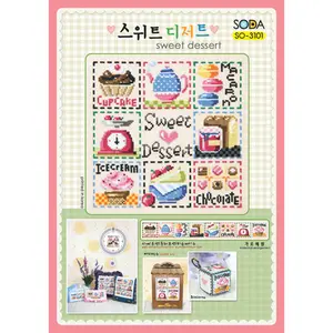 Paket DIY Craft Sulam Kristik Strimin Cross Stitch Sodastitch SO-3101 - Sweet Dessert Food